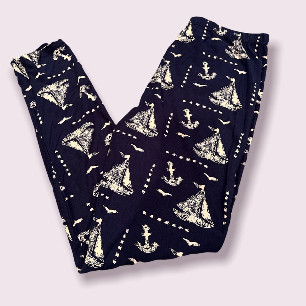 Women's Navy Nautical Print Leggings
